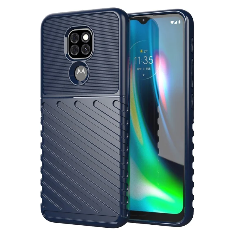 Thunder Series Twill-Struktur weiche TPU-Handyhülle für Motorola Moto G9 Play / G9 (Indien) / E7 Plus – Blau