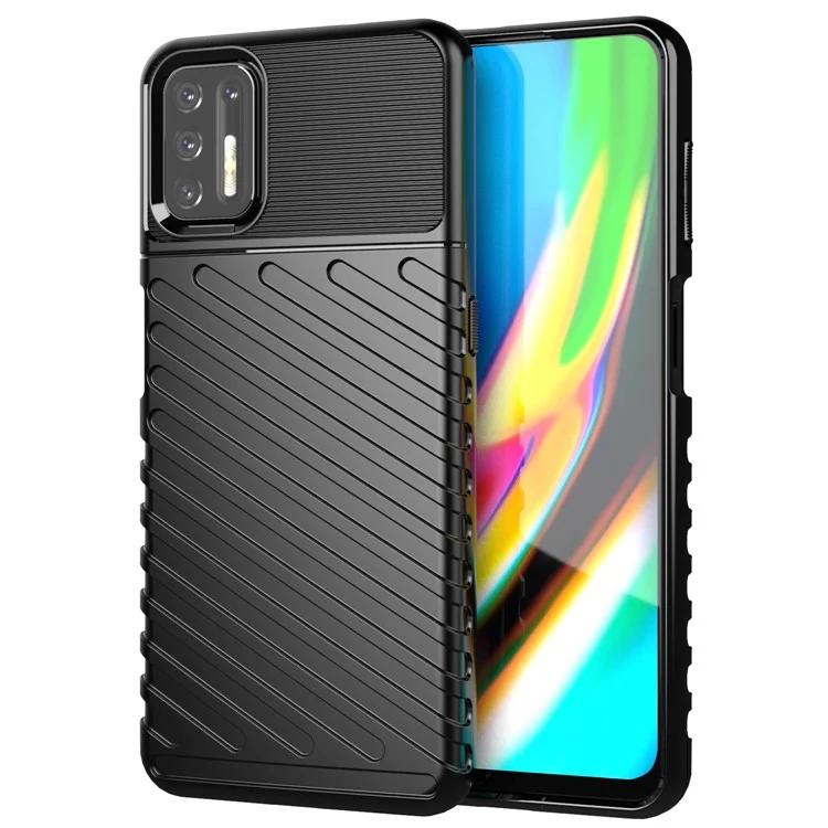 Texture de la Série Thunder Texture Soft TPU Téléphone Pour Motorola Moto G9 Plus - le Noir