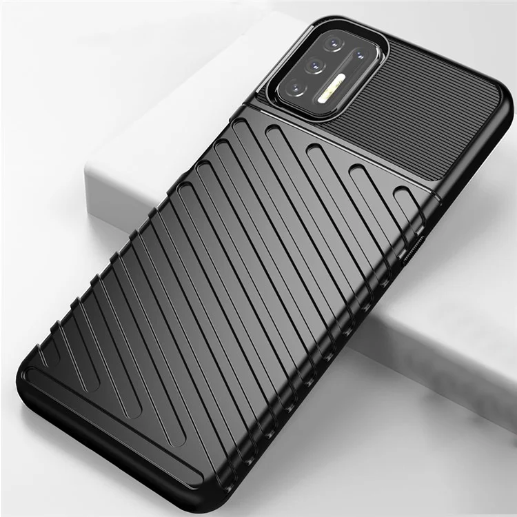 Texture de la Série Thunder Texture Soft TPU Téléphone Pour Motorola Moto G9 Plus - le Noir