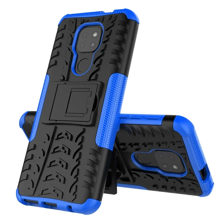 Custodia Combinata PC + TPU Anti-slip Con Cavalletto Per Motorola Moto G9 Play - Blu