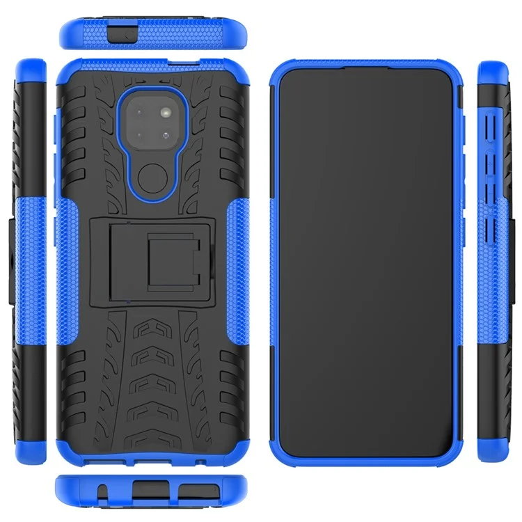 Custodia Combinata PC + TPU Anti-slip Con Cavalletto Per Motorola Moto G9 Play - Blu