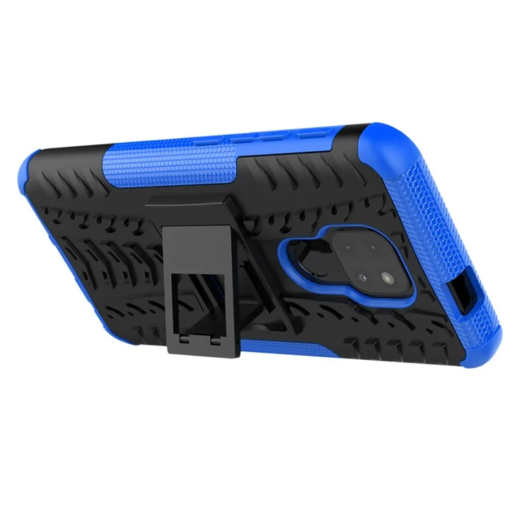 Custodia Combinata PC + TPU Anti-slip Con Cavalletto Per Motorola Moto G9 Play - Blu