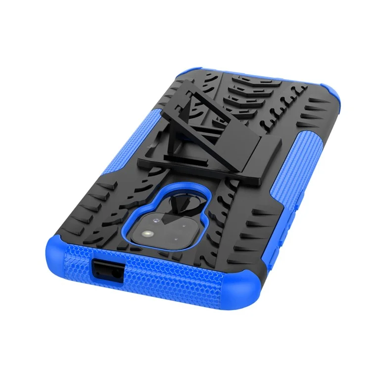 Custodia Combinata PC + TPU Anti-slip Con Cavalletto Per Motorola Moto G9 Play - Blu