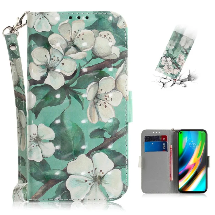Печать Pattern Printing Light Spot Decor Кожаный Кошелек Для Motorola Moto G9 Plus - Красивые Цветы