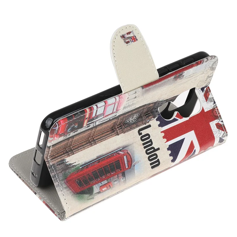 Mönstrad läderfodral med korsstruktur för Motorola Moto G9 Play / Moto E7 Plus - Big Ben