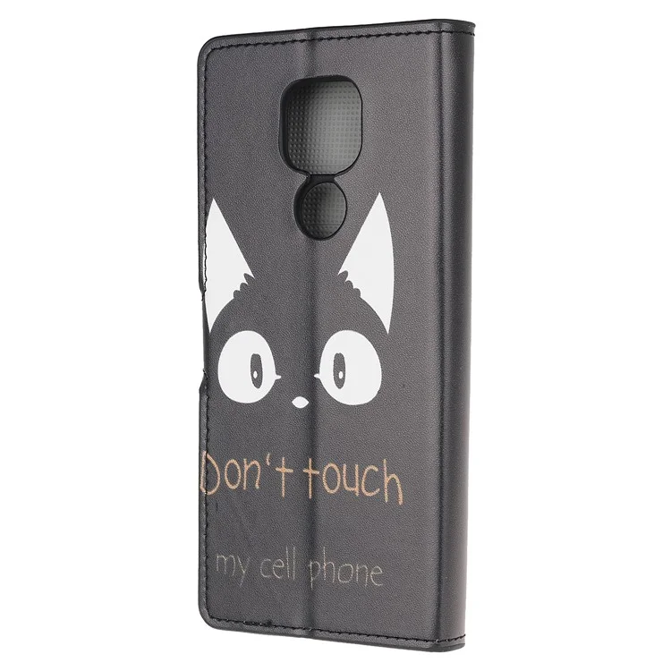 Pattern Printing PU Leather Wallet Stand Cover Case for Motorola Moto G9 Play / Motorola Moto E7 Plus - Don't Touch My Cell Phone
