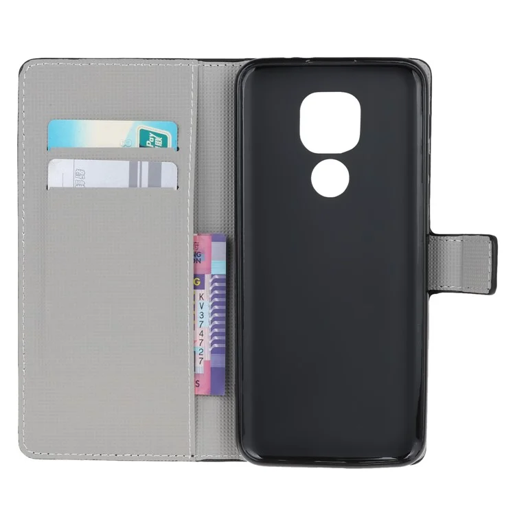 Pattern Printing PU Leather Wallet Stand Cover Case for Motorola Moto G9 Play / Motorola Moto E7 Plus - Don't Touch My Cell Phone