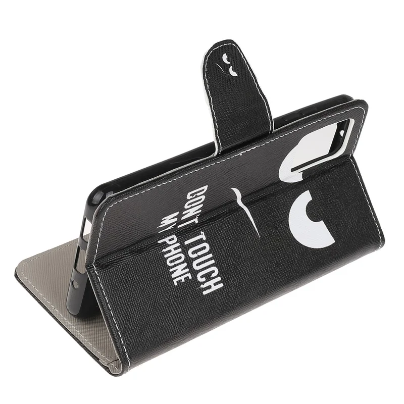 Pattern Printing Cross Texture Leather Wallet Case for Motorola Moto G9 Plus - Don't Touch My Phone