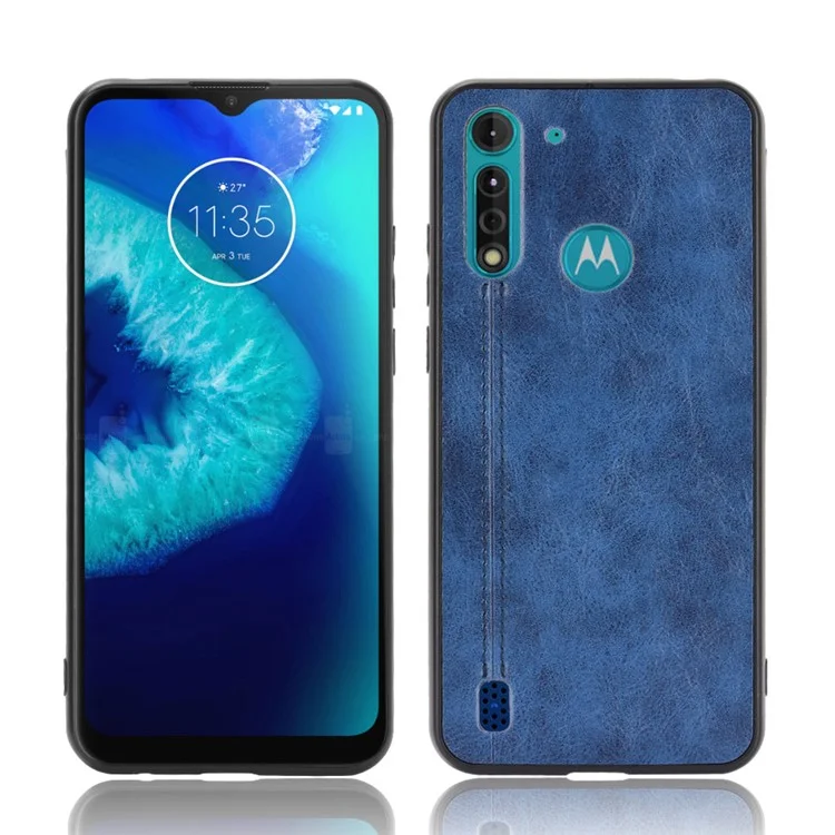 PU Lederbeschichtete PC + TPU Hybridhülle Für Motorola Moto G8 Power Lite - Blau