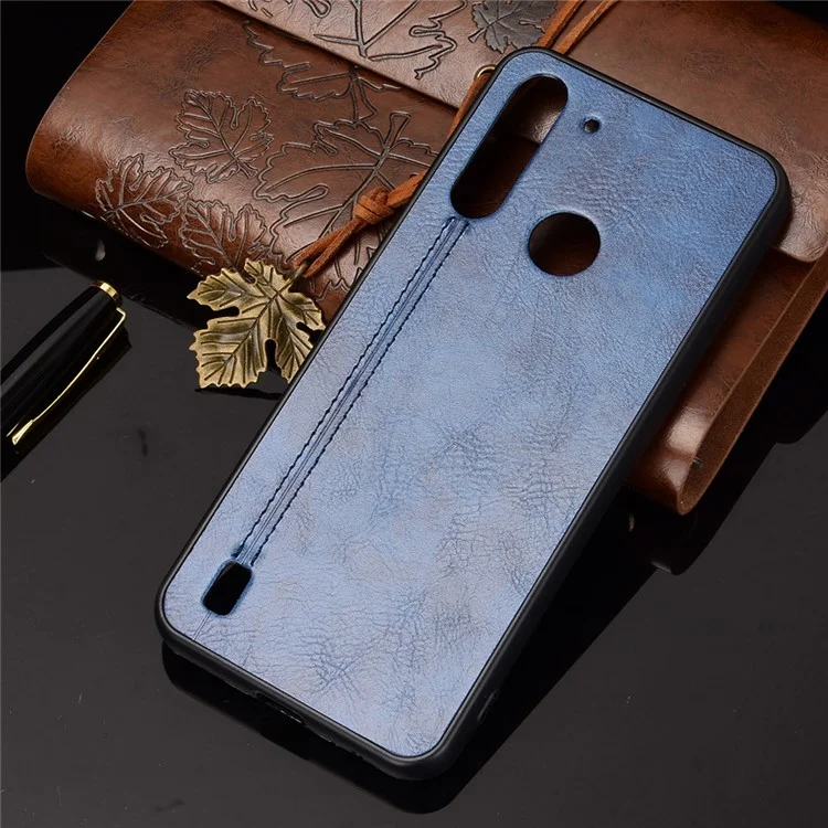 PU Lederbeschichtete PC + TPU Hybridhülle Für Motorola Moto G8 Power Lite - Blau