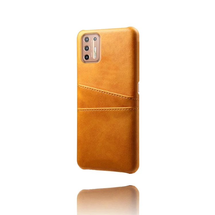 KSQ PU Leather Coated Plastic Case with Double Card Slots for Motorola Moto G9 Plus - Orange