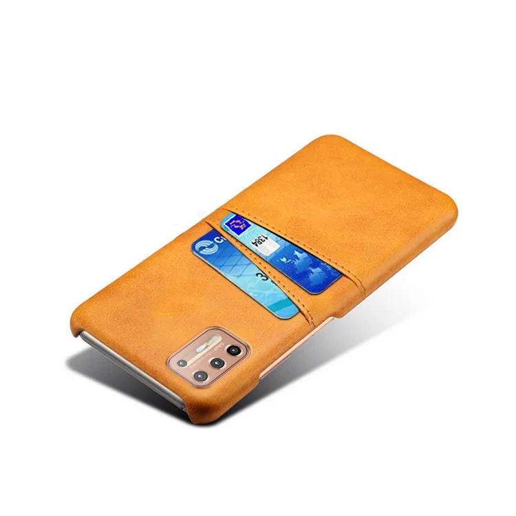 KSQ PU Leather Coated Plastic Case with Double Card Slots for Motorola Moto G9 Plus - Orange