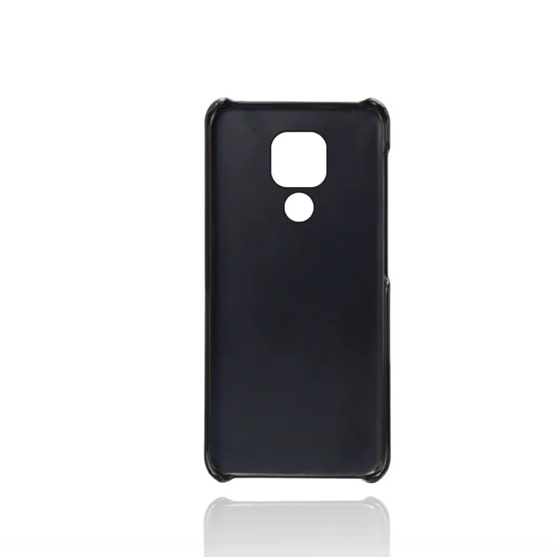 KSQ PU Leather Coated Hard PC Cover with Double Card Slots for Motorola Moto G9 Play - Black