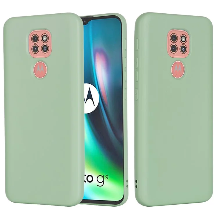 Мягкий жидкий силиконовый чехол для мобильного телефона для Motorola Moto G9 Play - зелёный