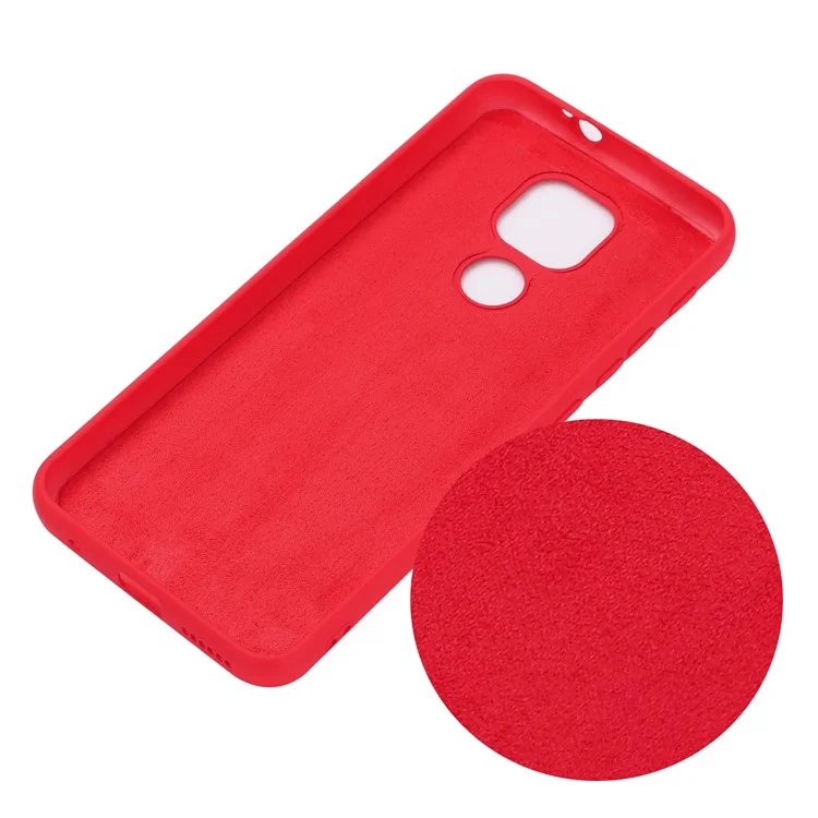 Funda de teléfono móvil de silicona líquida blanda para Motorola Moto G9 Play - Rojo