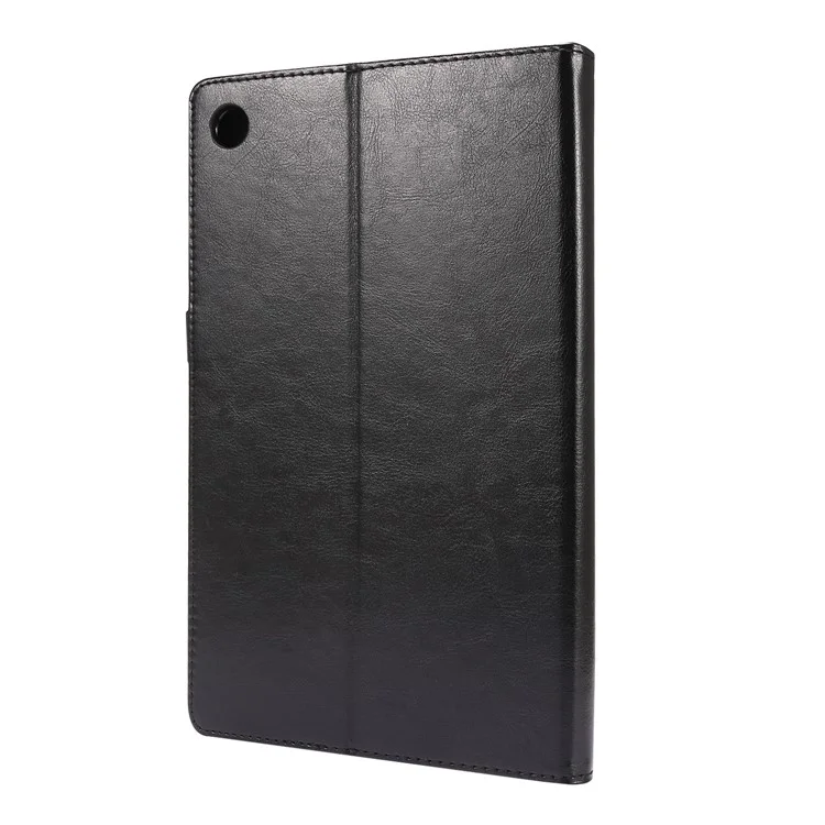 Crazy Horse Texture en Cuir Double Couverture de Conception Pour Lenovo Tab M10 Plus - le Noir