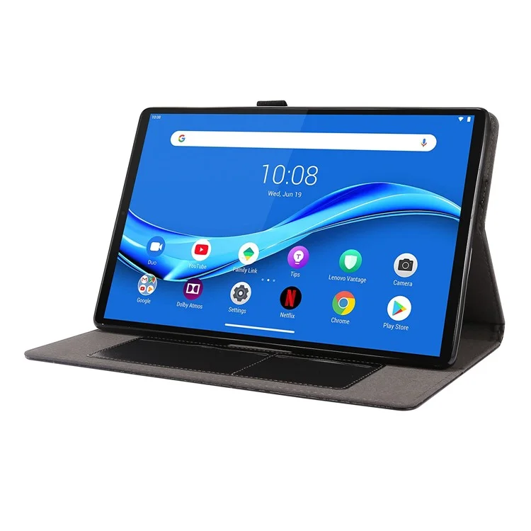 Чехол-книжка из натуральной кожи Crazy Horse с двойным дизайном для Lenovo Tab M10 Plus - черный
