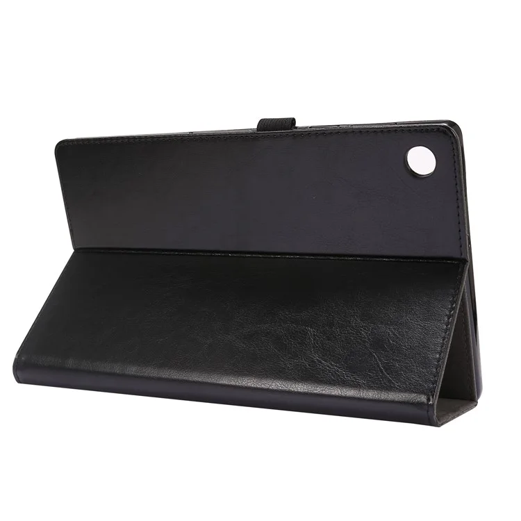 Crazy Horse Texture en Cuir Double Couverture de Conception Pour Lenovo Tab M10 Plus - le Noir