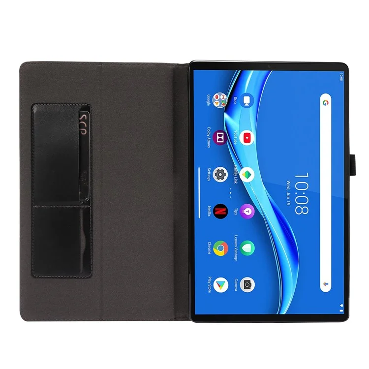 Чехол-книжка из натуральной кожи Crazy Horse с двойным дизайном для Lenovo Tab M10 Plus - черный