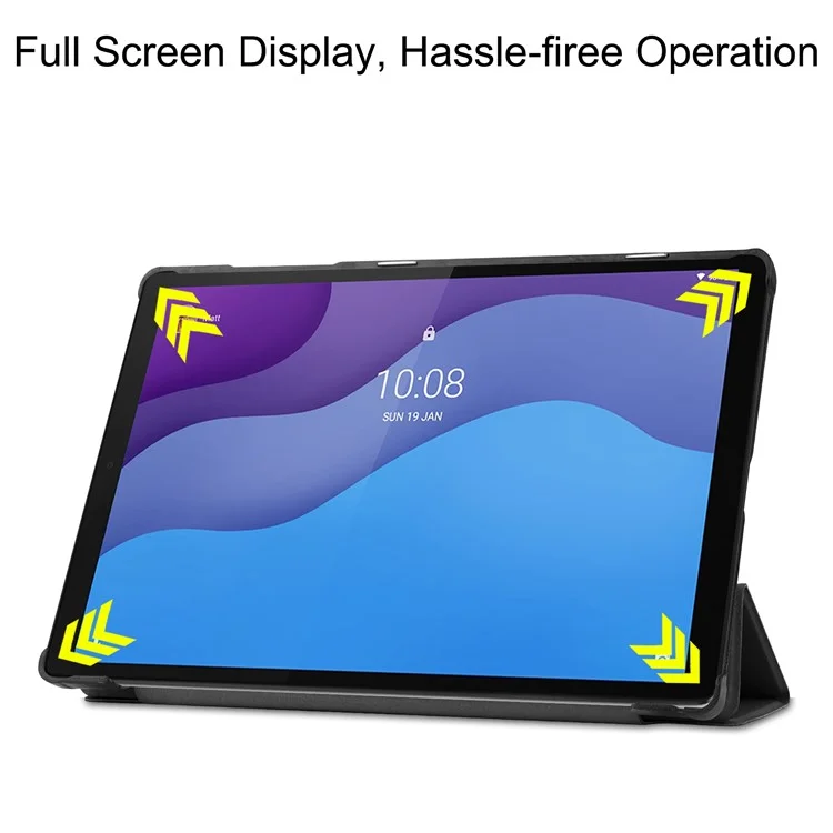 Tri-fach Lederständer Tablet Hülle Schmale Lünette Multi-farben-tablettenabdeckung Für Lenovo Tab M10 HD Gen 2 TB-X306F/TB-X306X - Schwarz