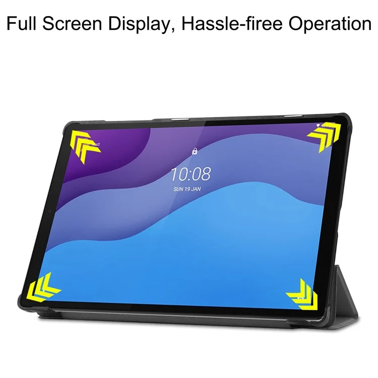 Tri-fold Leather Stand Tablet Case Narrow Bezel Multi-Color Tablet Cover for Lenovo Tab M10 HD Gen 2 TB-X306F/TB-X306X - Grey