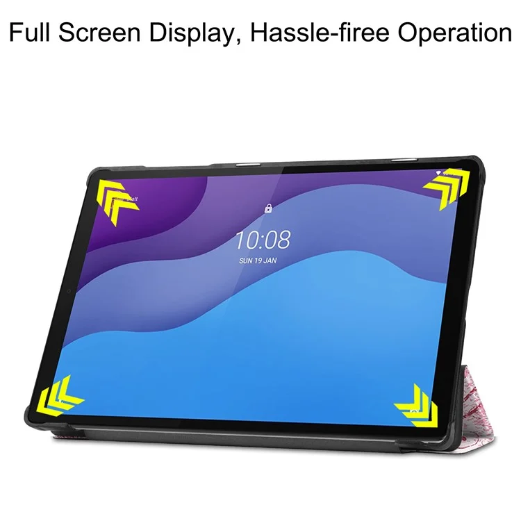 Étui Rotatif en Cuir PU Imprimé Antipoussière pour Lenovo Tab M10 HD Gen 2 TB-X306F / TB-X306X - Beauté