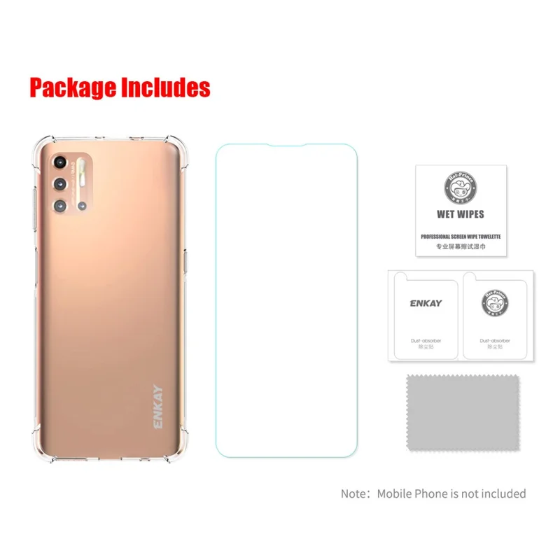 ENKAY HAT PRINCE Shockproof Clear TPU Case Full Covering Tempered Glass Protector for Motorola Moto G9 Plus