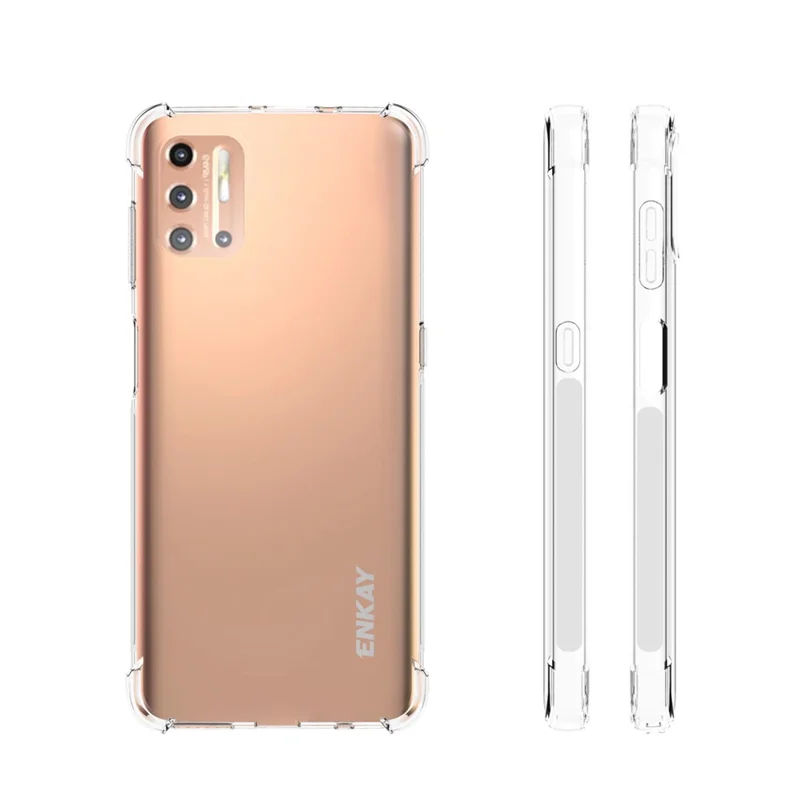 ENKAY HAT PRINCE Shockproof Clear TPU Case Full Covering Tempered Glass Protector for Motorola Moto G9 Plus