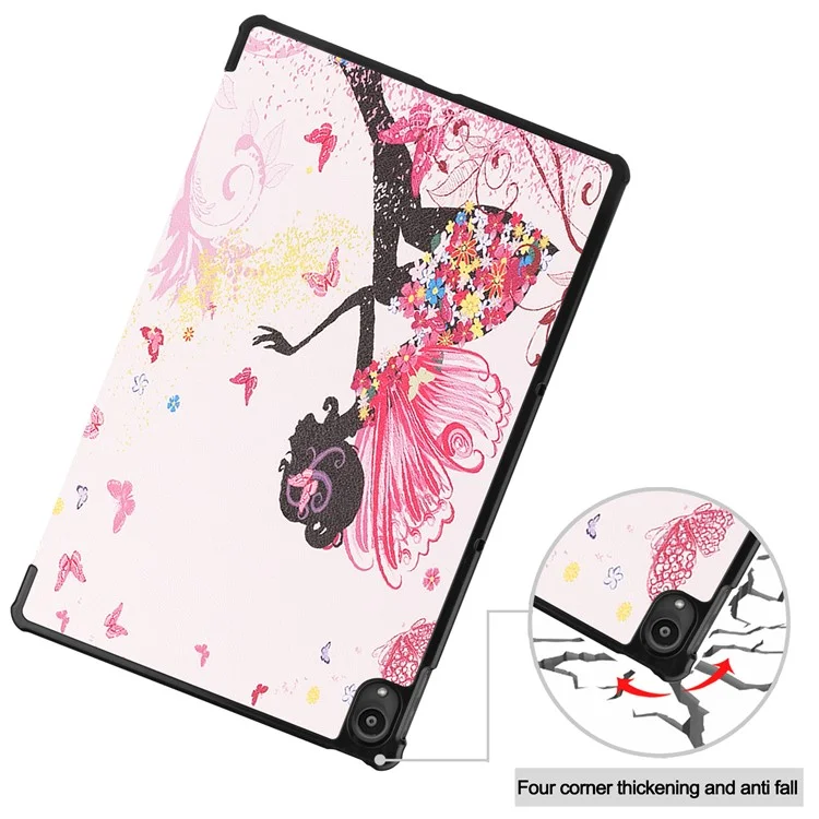 Estuche plegable de pie de cuero de poliuretano con impresión a prueba de polvo para Lenovo Tab P11 TB-J606F - Belleza