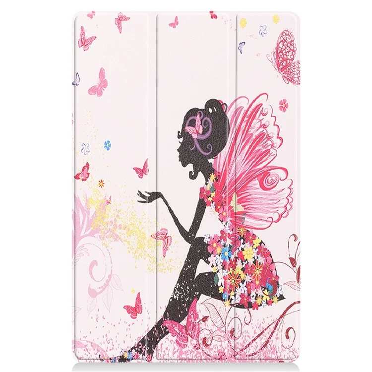 Estuche plegable de pie de cuero de poliuretano con impresión a prueba de polvo para Lenovo Tab P11 TB-J606F - Belleza