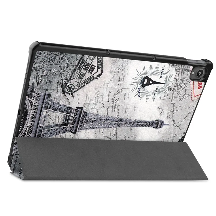 Étui de tablette Tri-Fold en cuir PU avec impression à motif anti-poussière pour Lenovo Tab P11 TB-J606F - Tour