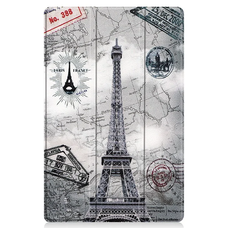 Étui de tablette Tri-Fold en cuir PU avec impression à motif anti-poussière pour Lenovo Tab P11 TB-J606F - Tour