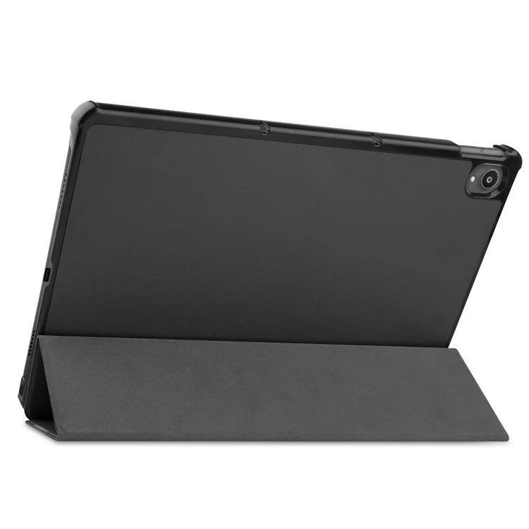 Funda de pie de cuero de tres pliegues para Lenovo Tab P11 TB-J606F - Negro