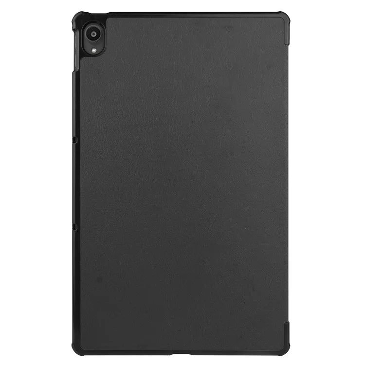 Funda de pie de cuero de tres pliegues para Lenovo Tab P11 TB-J606F - Negro