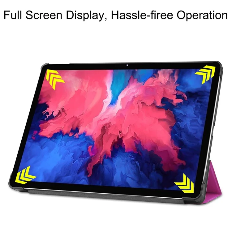Tri-fold Leather Stand Tablet Case for Lenovo Tab P11 TB-J606F - Purple
