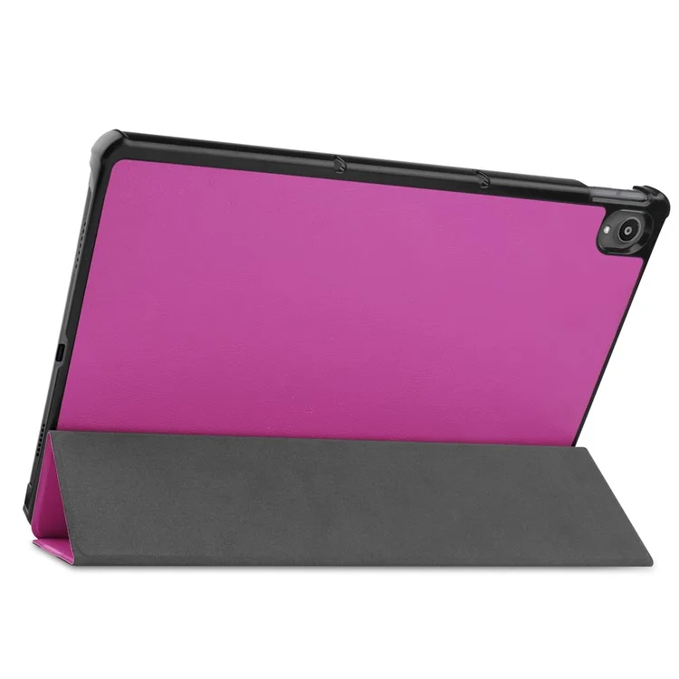 Tri-fold Leather Stand Tablet Case for Lenovo Tab P11 TB-J606F - Purple