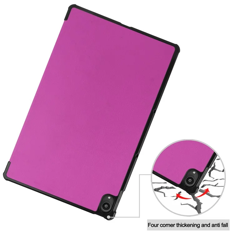 Tri-fold Leather Stand Tablet Case for Lenovo Tab P11 TB-J606F - Purple