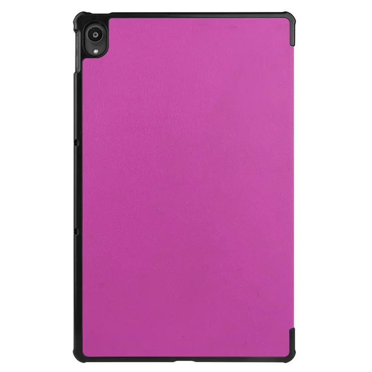 Tri-fold Leather Stand Tablet Case for Lenovo Tab P11 TB-J606F - Purple