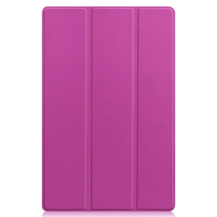 Tri-fold Leather Stand Tablet Case for Lenovo Tab P11 TB-J606F - Purple