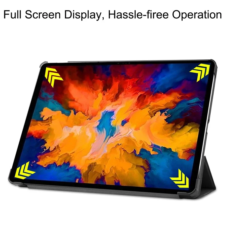 Stabile Dreifach-Ständer-Lederhülle für Lenovo Tab P11 Pro TB-J706F - Schwarz