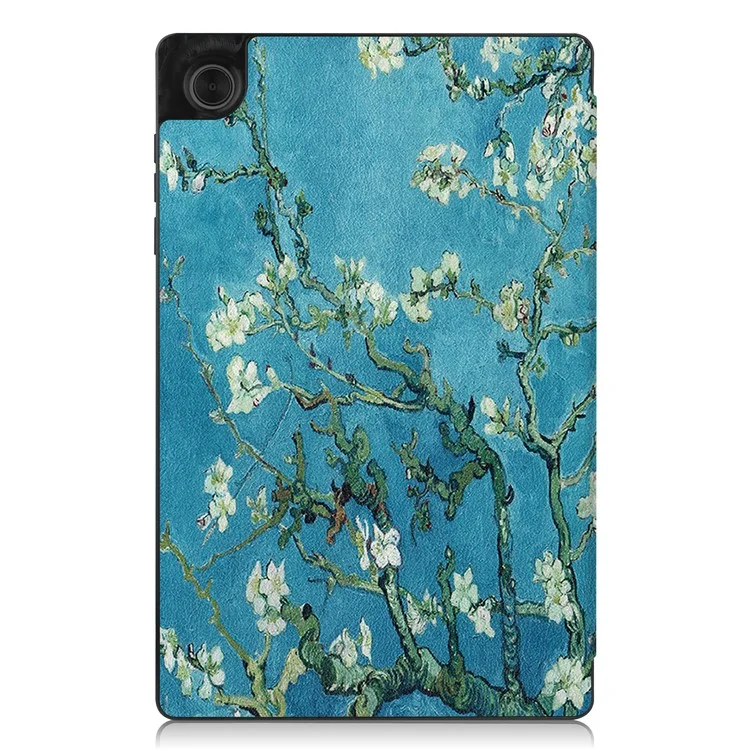 Tri-fold Stand + Pen Slot + Pattern Printing Leather Case for Lenovo Tab M10 HD Gen 2 TB-X306F / TB-X306X - Peach Blossom