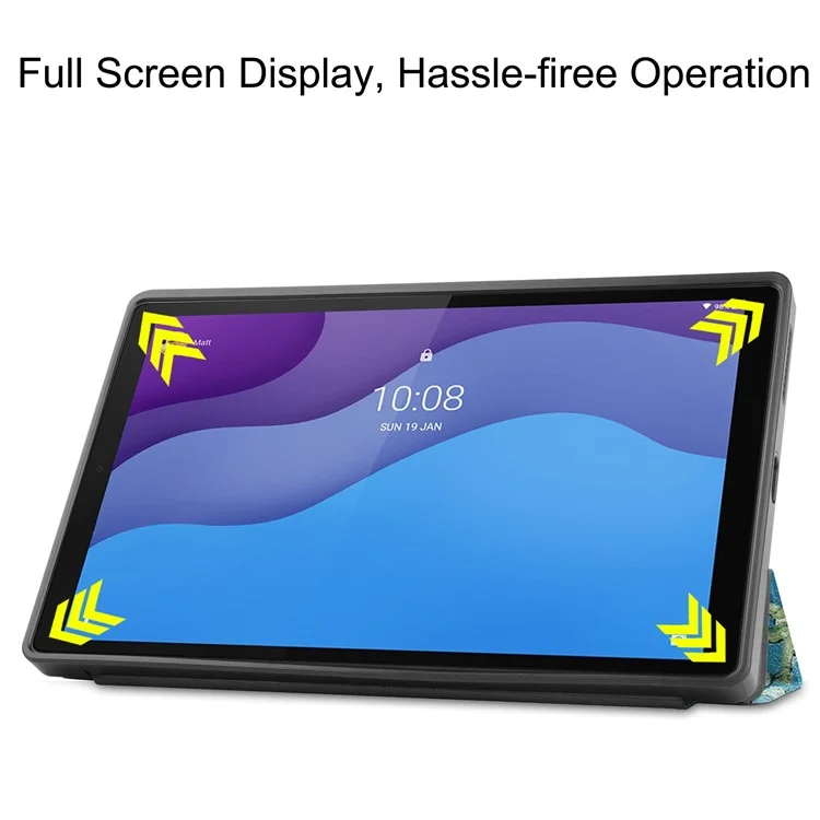 Tri-fold Stand + Pen Slot + Pattern Printing Leather Case for Lenovo Tab M10 HD Gen 2 TB-X306F / TB-X306X - Peach Blossom