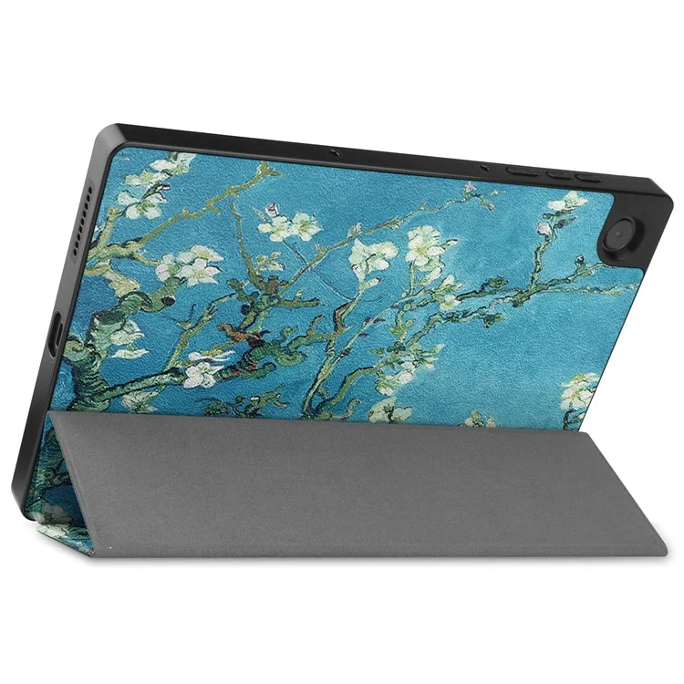 Tri-fold Stand + Pen Slot + Pattern Printing Leather Case for Lenovo Tab M10 HD Gen 2 TB-X306F / TB-X306X - Peach Blossom