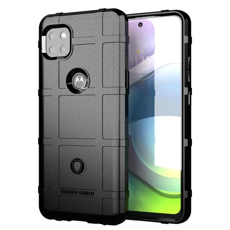 Rugged Shield Square Grid Textur TPU -telefonabdeckung Für Motorola Moto G 5g - Schwarz