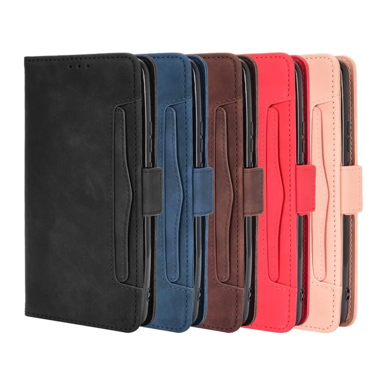 Multiple Card Slots Wallet Case Stand Leather Cover for Motorola Moto G9 Power - Black