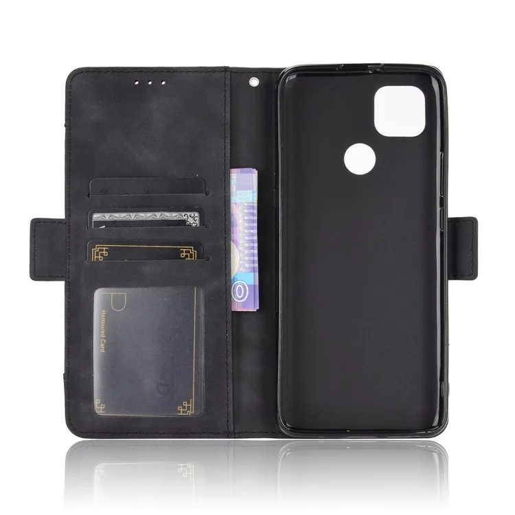 Multiple Card Slots Wallet Case Stand Leather Cover for Motorola Moto G9 Power - Black
