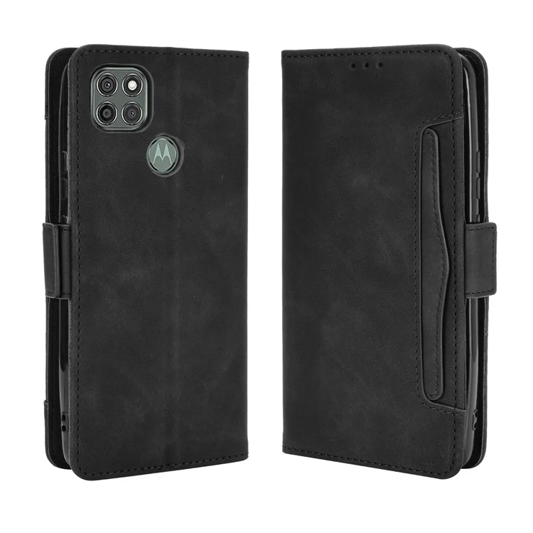 Multiple Card Slots Wallet Case Stand Leather Cover for Motorola Moto G9 Power - Black