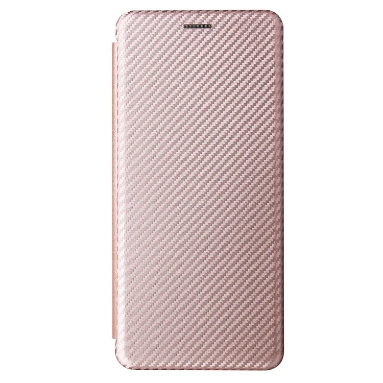 Auto-absorbed Carbon Fiber Leather Case with Card Holder for Motorola Moto G9 Power - Pink