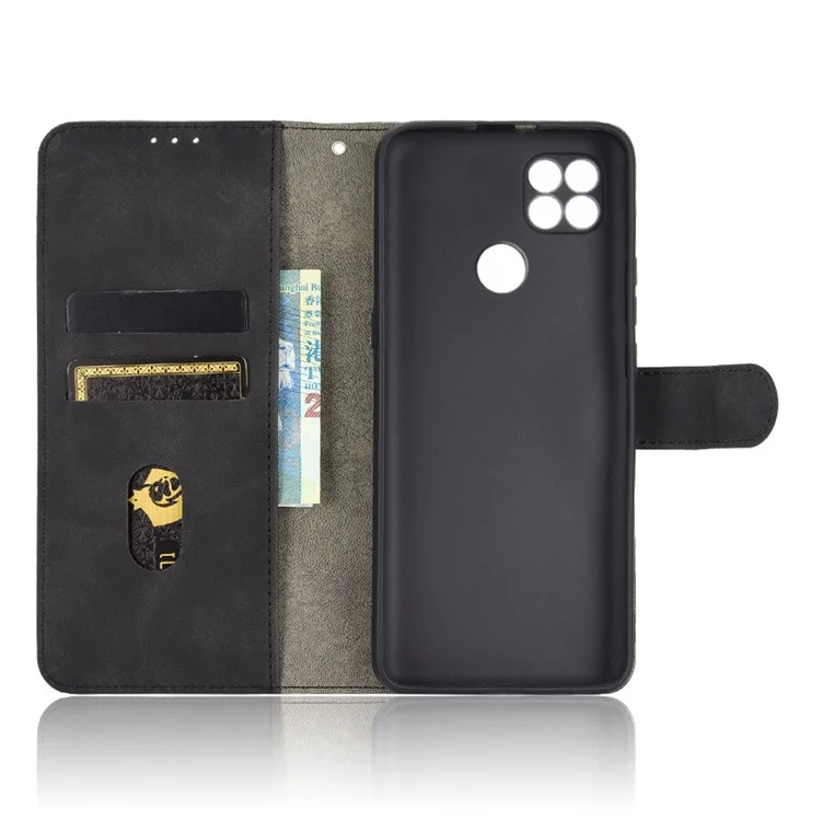 Delicate PU Leather Wallet Cell Phone Case for Motorola Moto G9 Power - Black