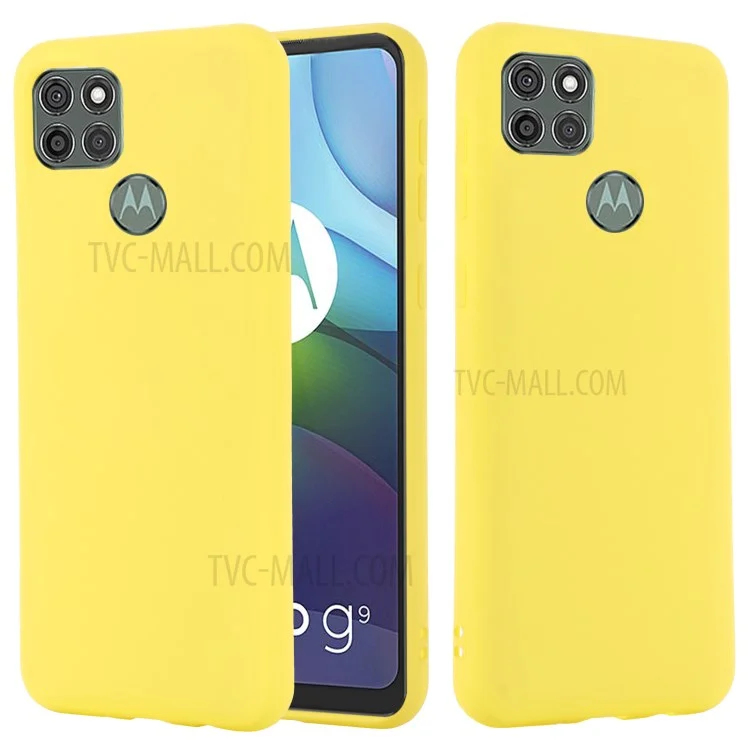 Liquid Silicone Phone Protective Case with Strap for Motorola Moto G9 Power - Yellow